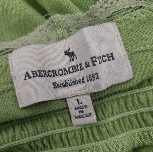 ♡ Y2K ♡ Abercrombie & Fitch Lace Trim Green Babydoll Tank with Leaf Waist Tie - Picture 9 of 9